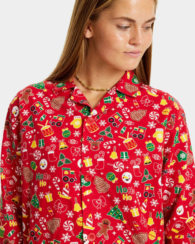Mujer Pijama de Navidad para Adultos Unisex Rojo con Motivos Navideños
