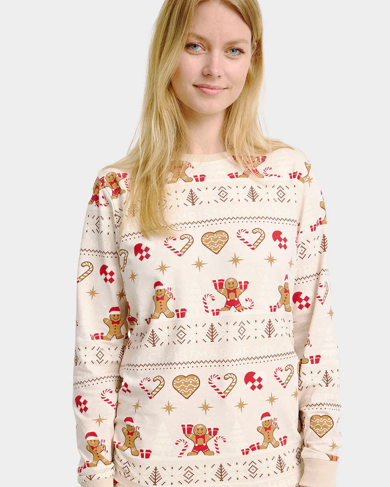 Pijama de Navidad para Familia y Mujer Gingercookies Beige