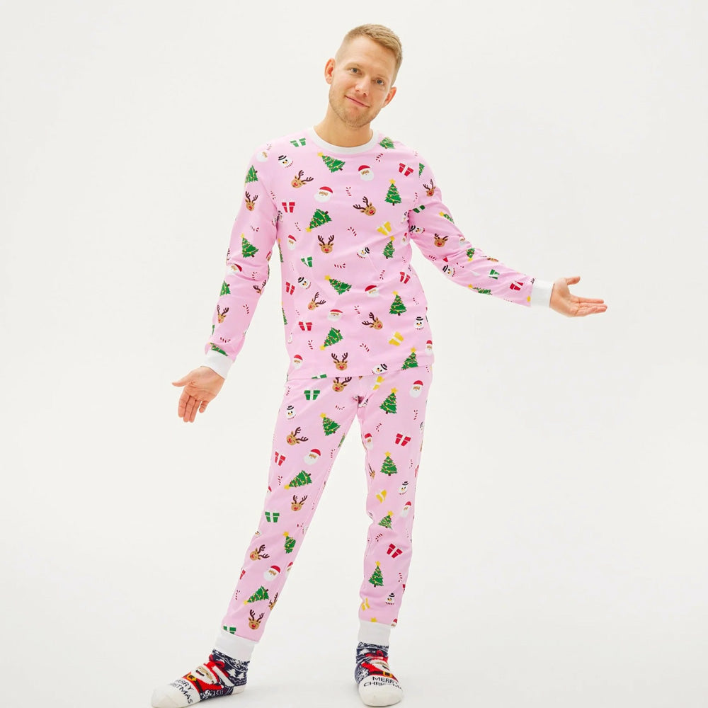 Pijama de Navidad para Familia Rosa Motivos Navideños Hombre