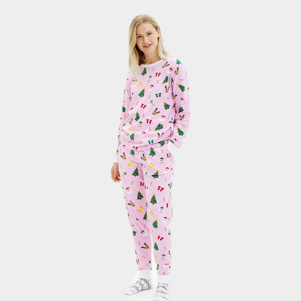 Pijama de Navidad para Familia Rosa Motivos Navideños Mujer