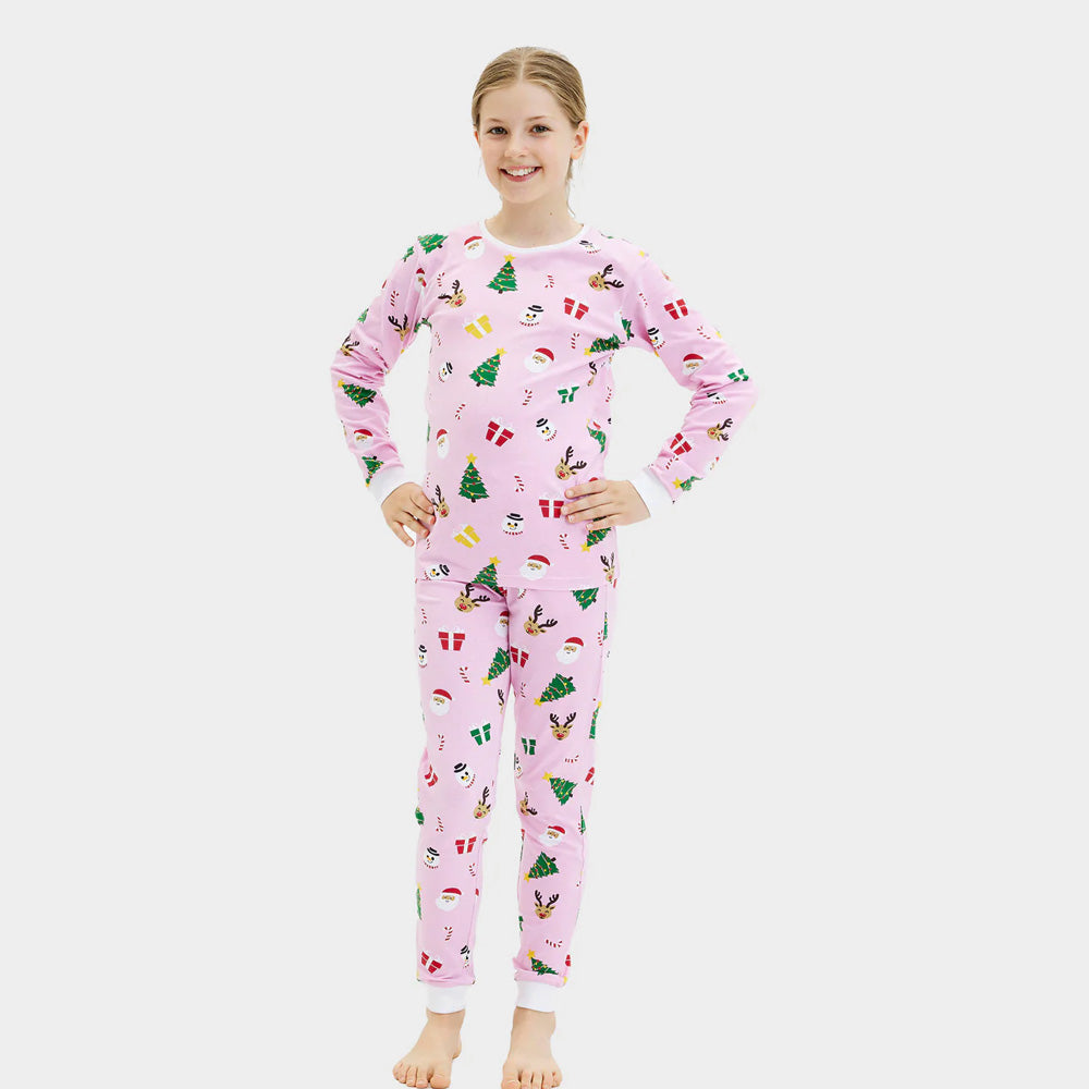 Pijama de Navidad para Familia Rosa Motivos Navideños Niña
