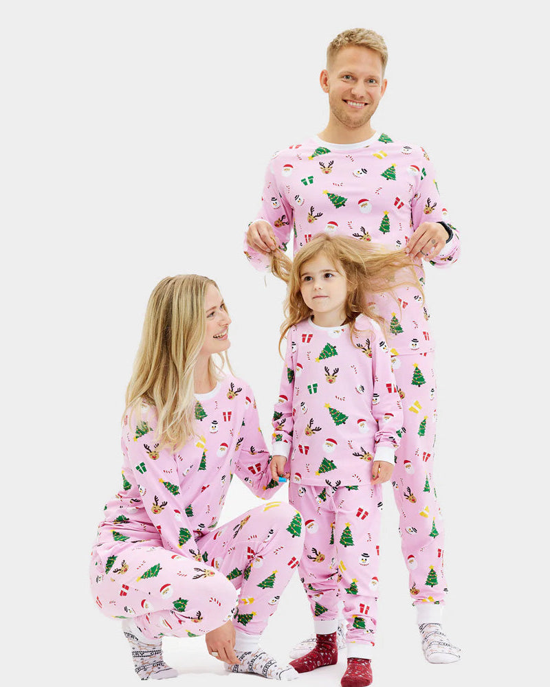 Pijama de Navidad para Familia Rosa Motivos Navideños