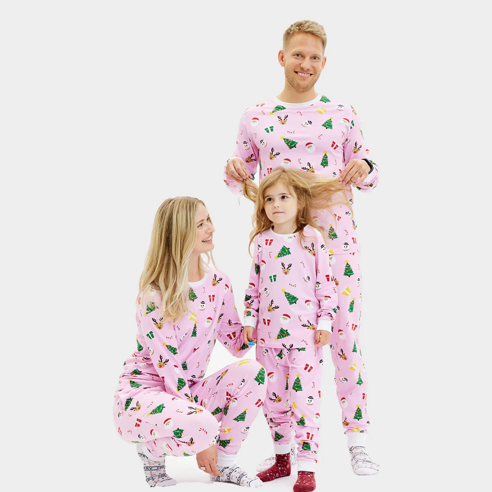 Pijama de Navidad para Familia Rosa Motivos Navideños