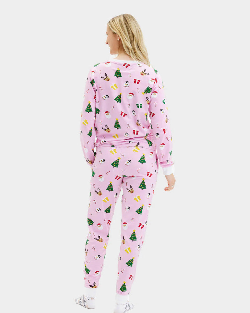 Pijama de Navidad mujer Familia Rosa Motivos Navideños