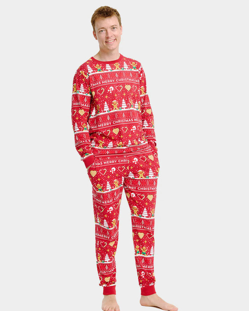 Pijama de Navidad para Hombre Gingercookies Rojo