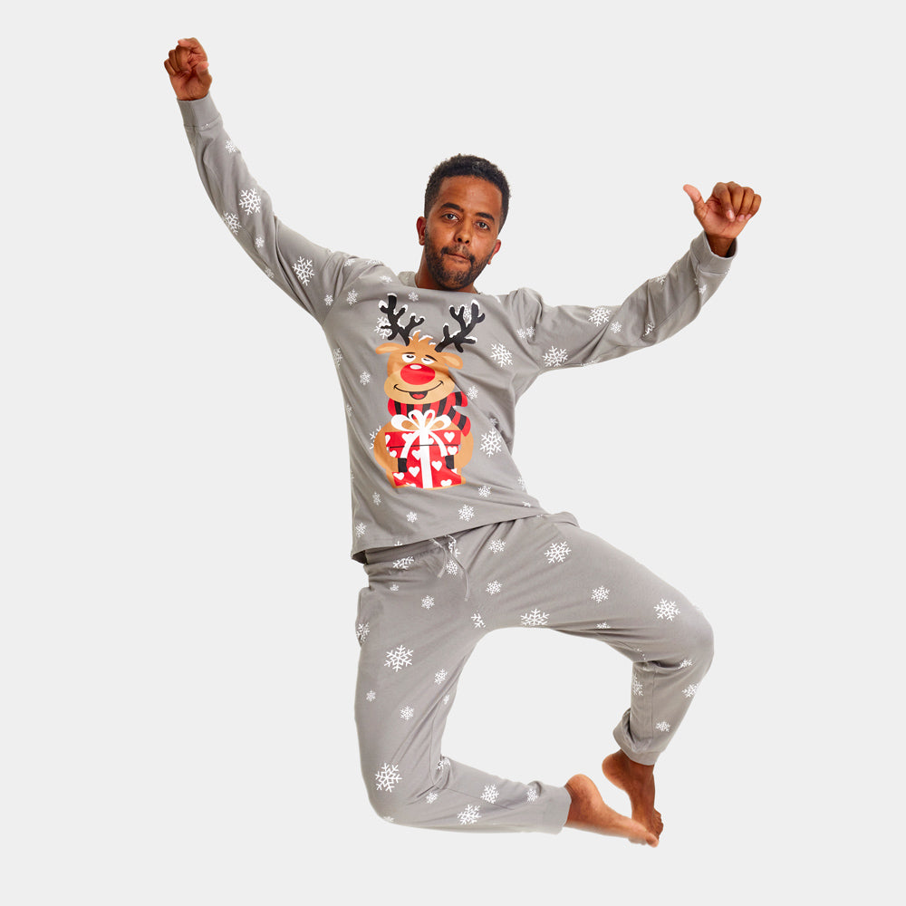 Pijama de Navidad para Hombre Gris Reno Rodolfo