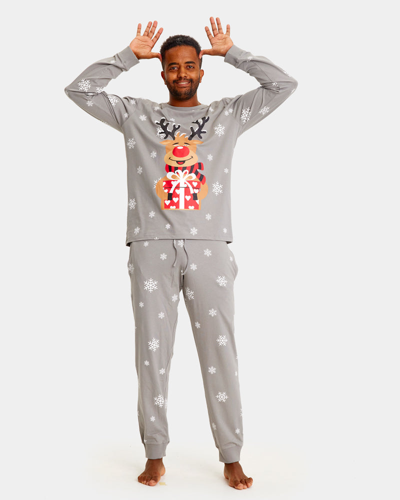 Pijama de Navidad Hombre Gris Reno Rodolfo