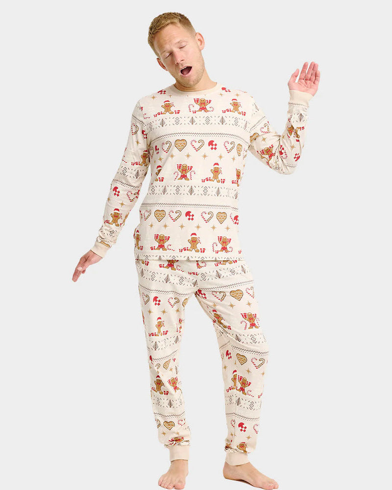 Pijama de Navidad para hombre Unisex Gingercookies Beige