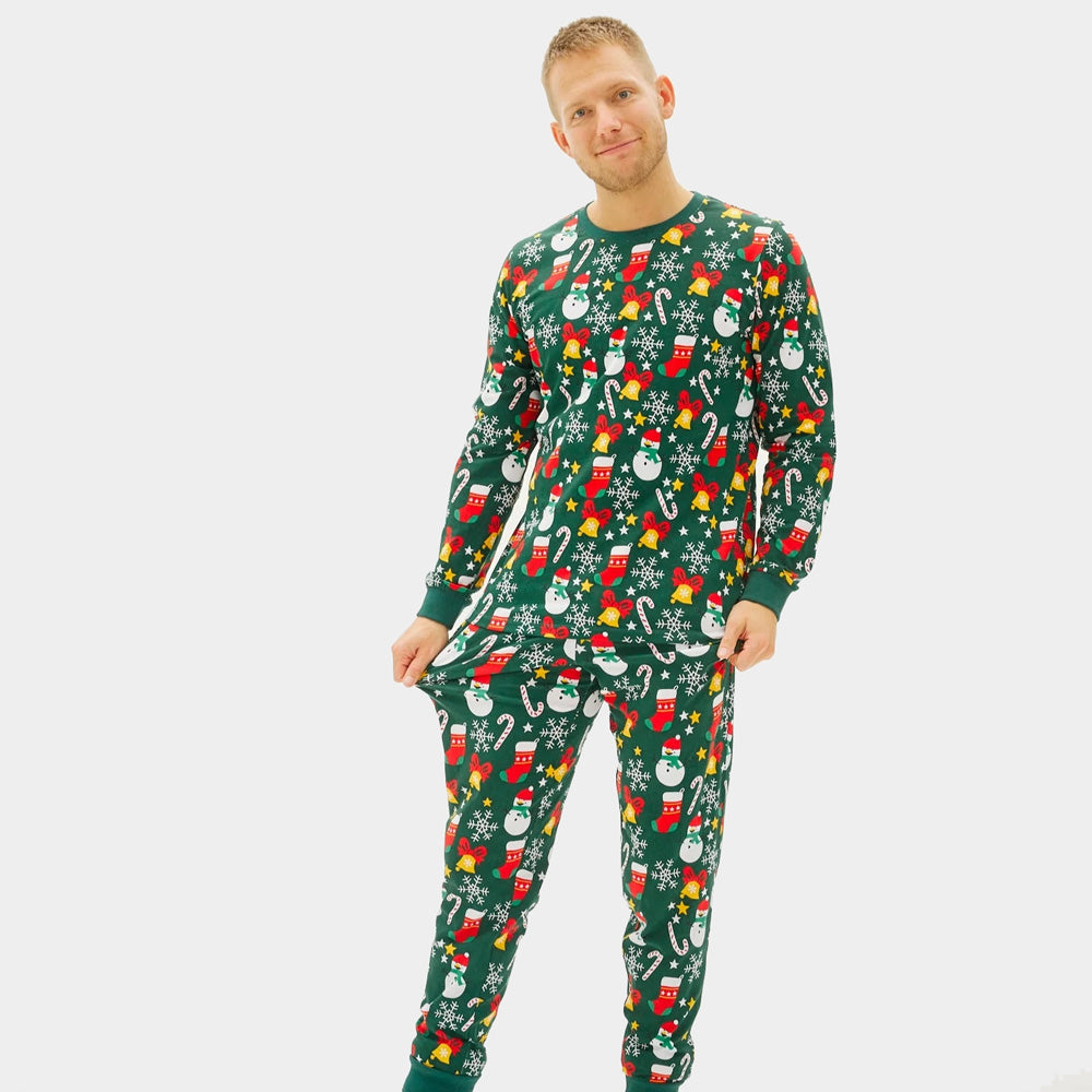 Pijama de Navidad para Hombre Verde con Motivos Navideños