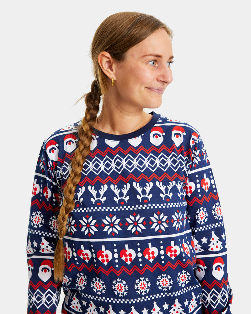 Pijama de Navidad Mujer Papá Noel, Árboles y Corazones