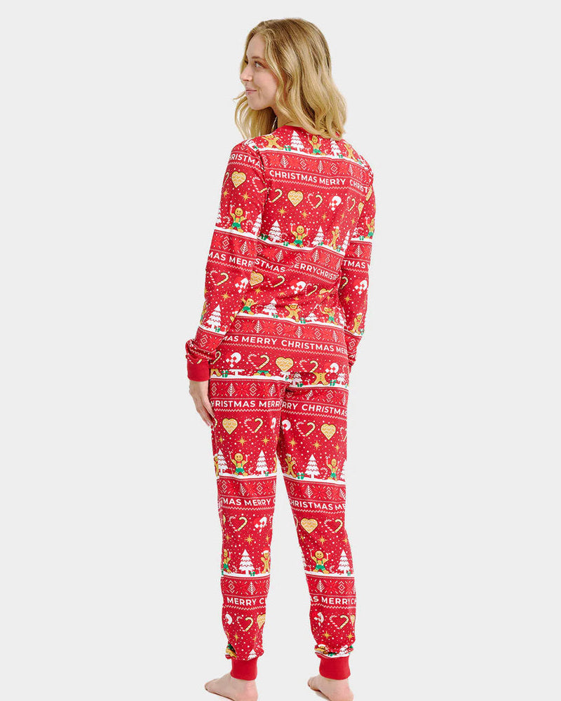 Pijama de Navidad Mujer Unisex Gingercookies Rojo