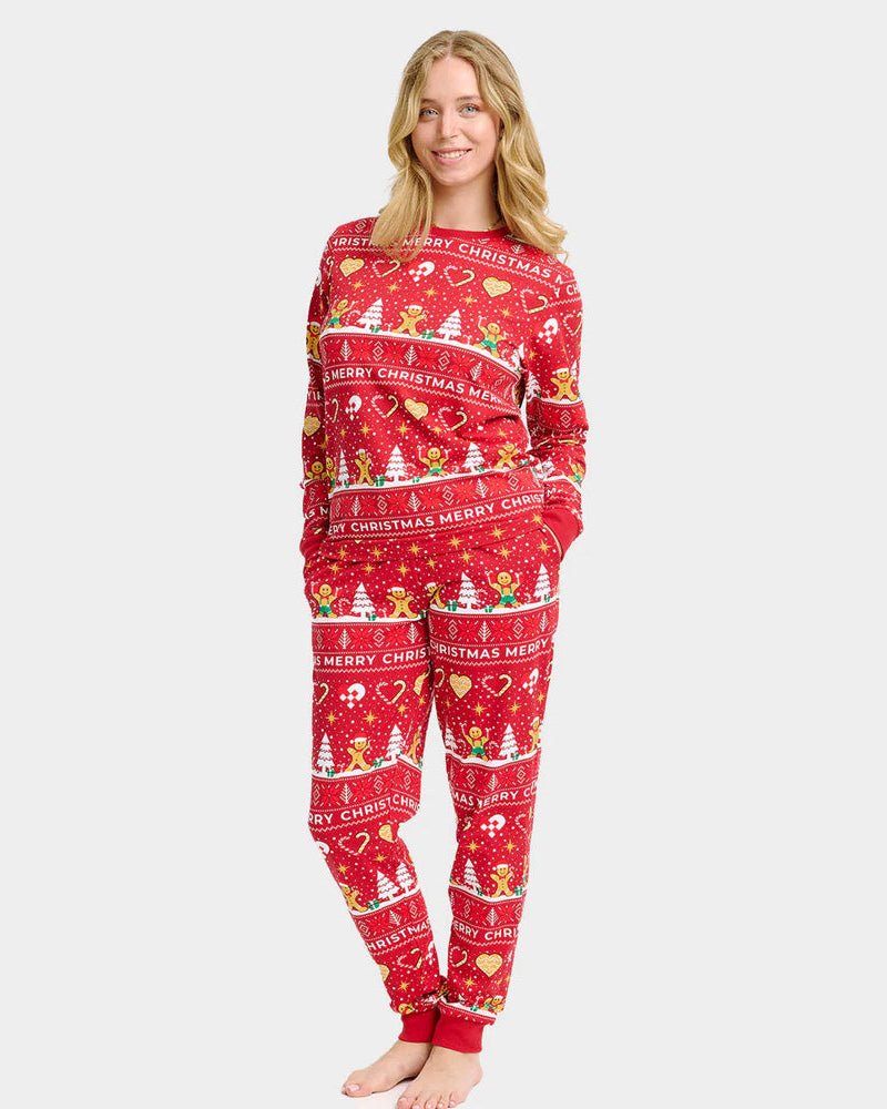 Pijama de Navidad para Mujer Gingercookies Rojo
