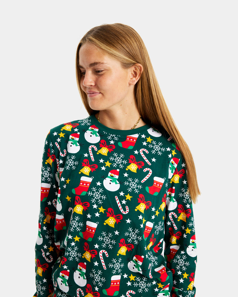Pijama de Navidad Mujer Verde Motivos Navideños