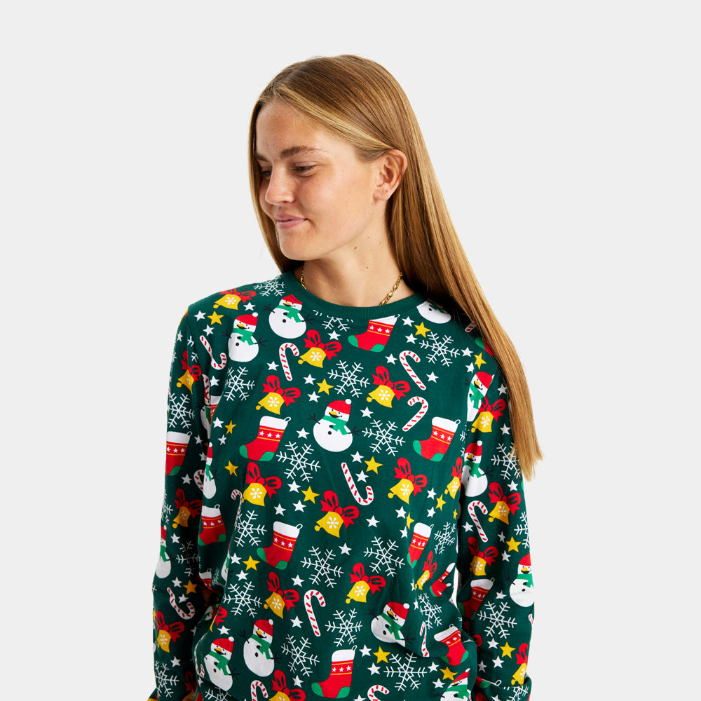 Pijama de Navidad Mujer Verde Motivos Navideños