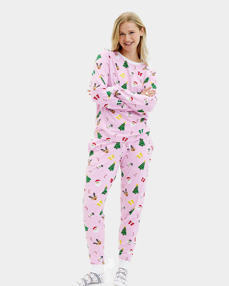 Pijama de Navidad Mujer Unisex Rosa Motivos Navideños