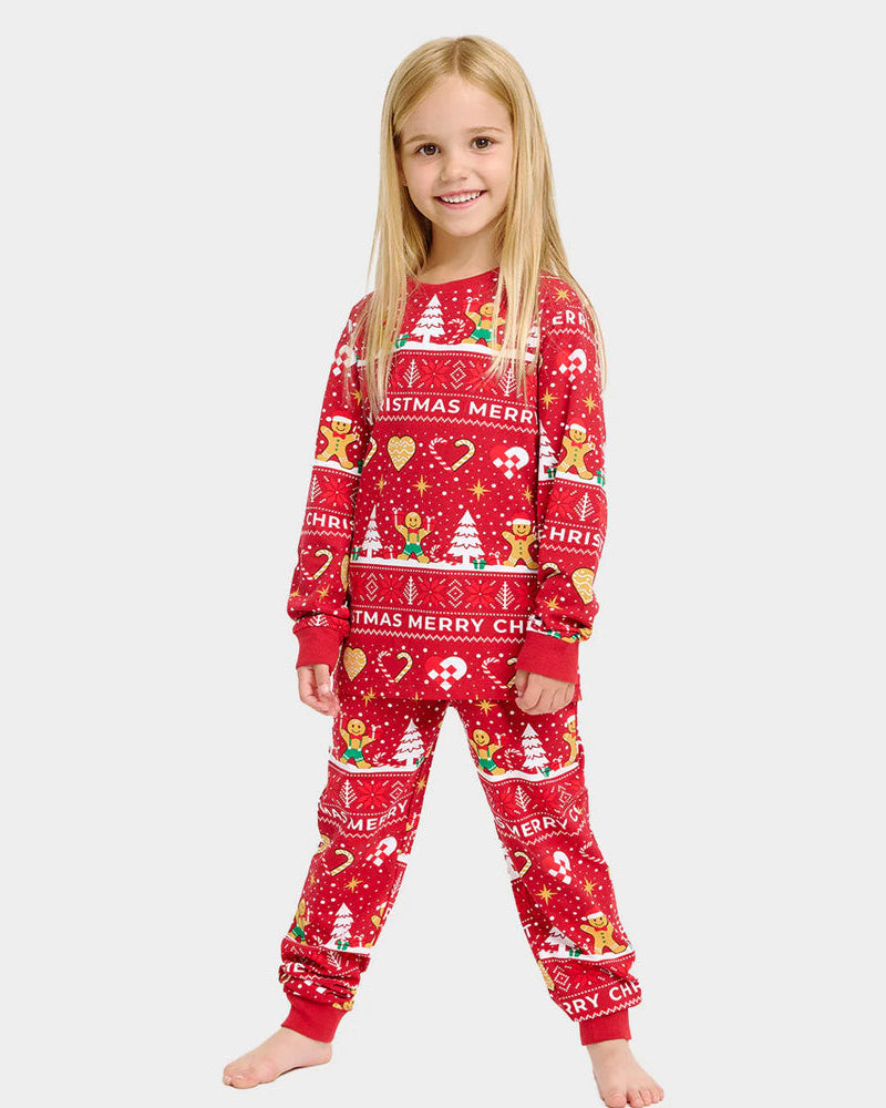 Pijama de Navidad para Niños Gingercookies Rojo