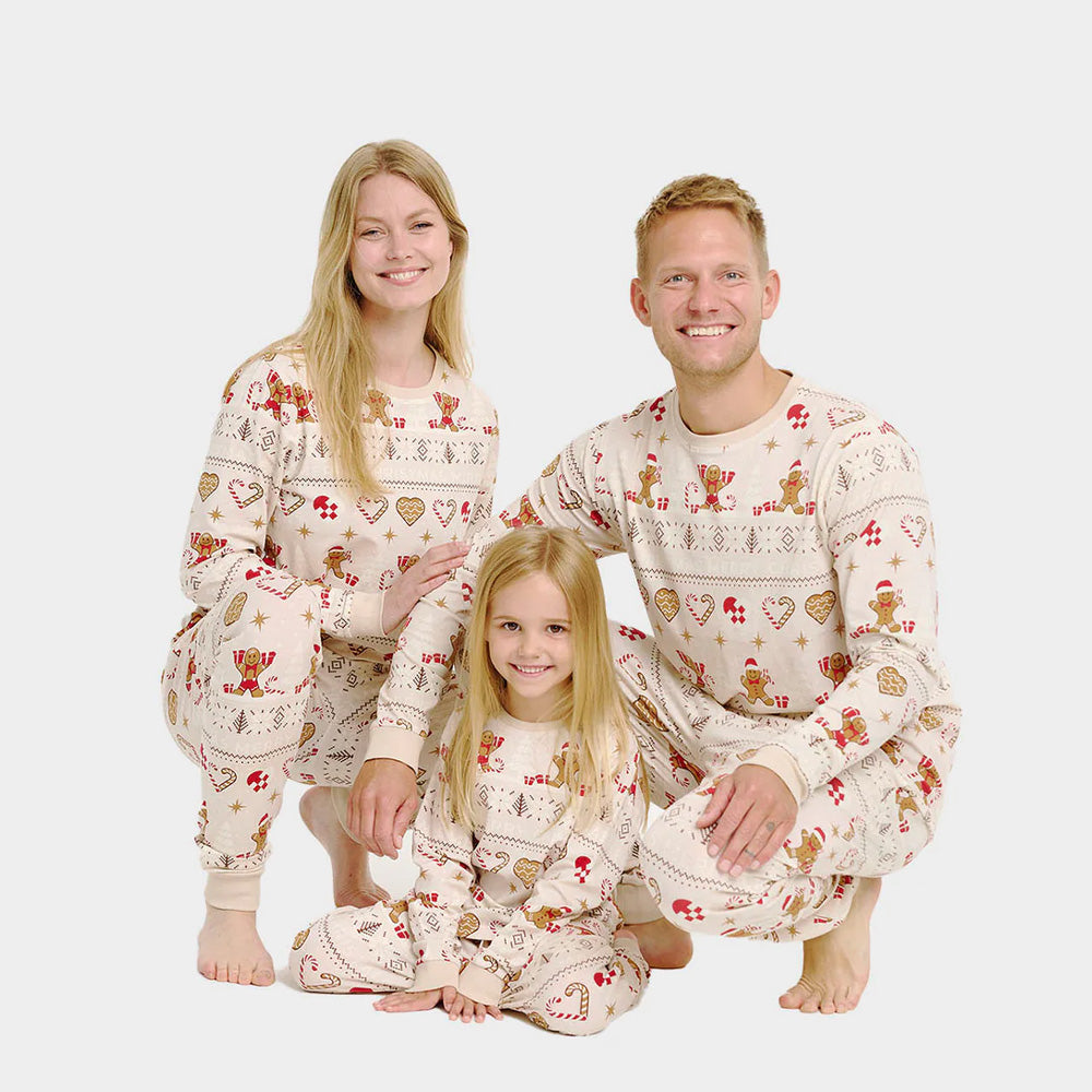 Pijama de Navidad familia niña y niño Gingercookies Beige