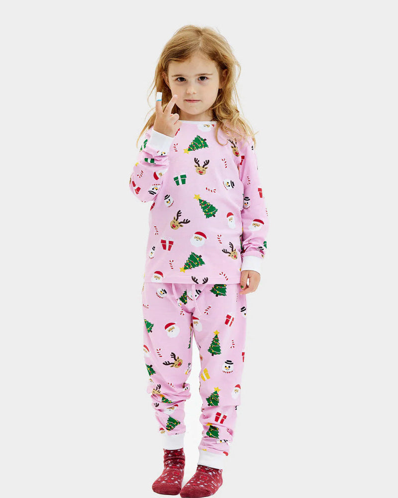 Pijama de Navidad para Niña Rosa Motivos Navideños