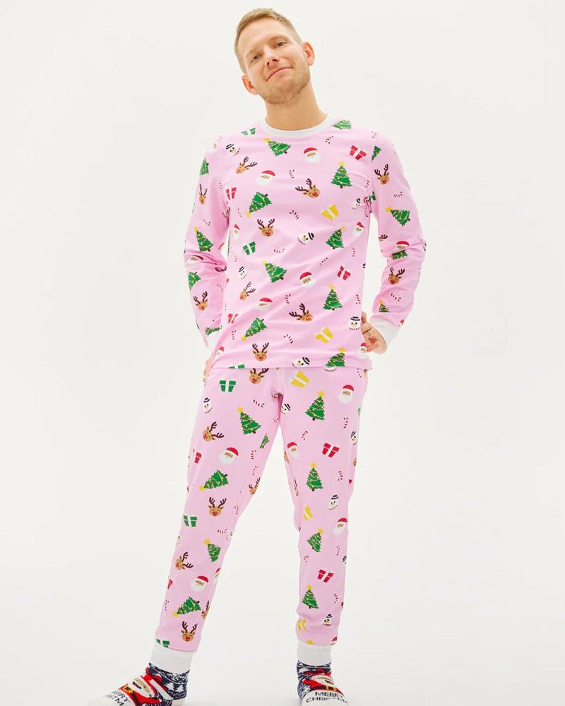 Pijama de Navidad Hombre Rosa Motivos Navideños