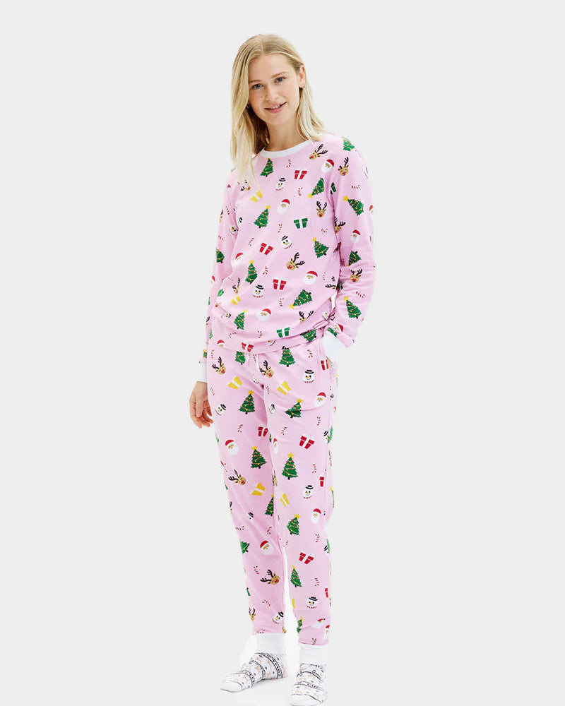 Pijama de Navidad Mujer Rosa Motivos Navideños