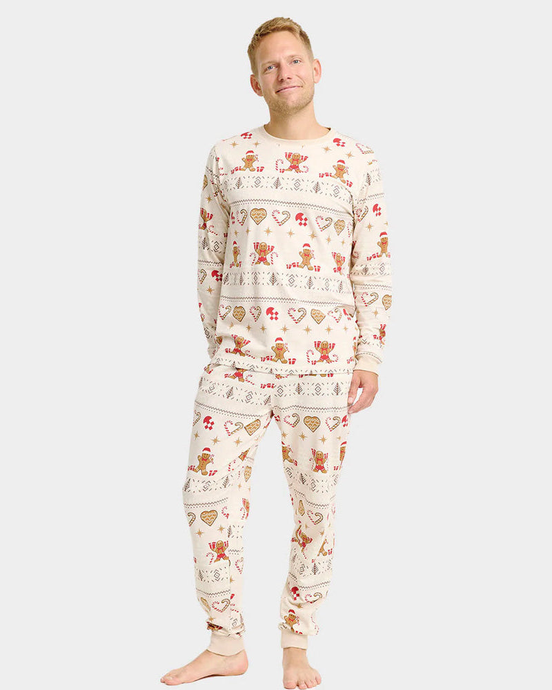 Pijama de Navidad Hombre Unisex Gingercookies Beige