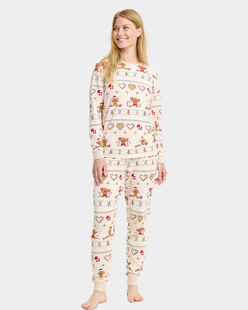 Pijama de Navidad para Mujer Unisex Gingercookies Beige