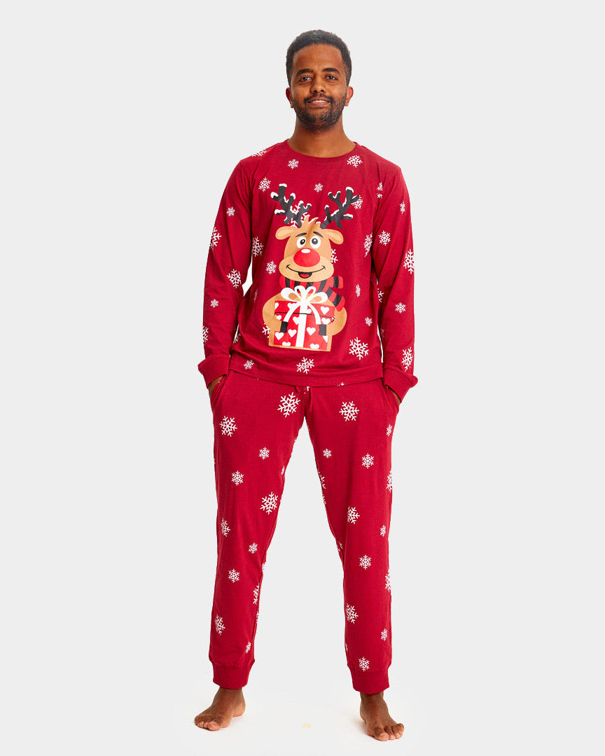 Pijama de Navidad para Familia Rojo Reno Rodolfo hombre