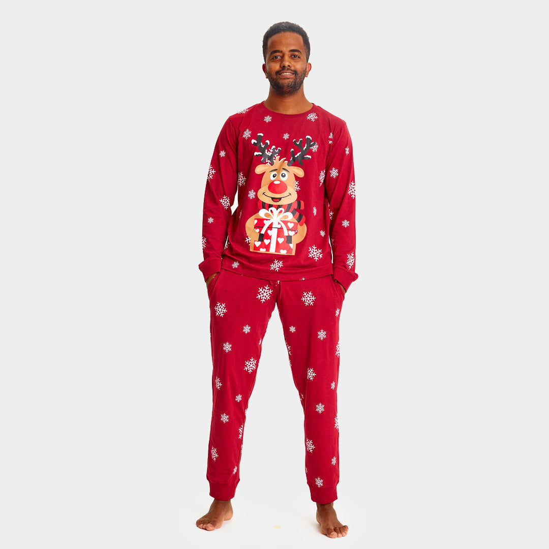 Pijama de Navidad para Familia Rojo Reno Rodolfo hombre