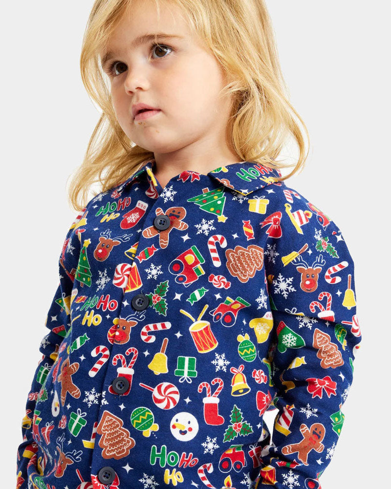 Pijama de Navidad Niños Azul Motivos Navideños