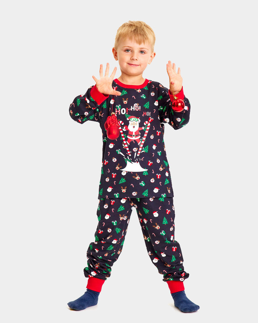 Pijama de Navidad para Niños con Papá Noel Esquiador