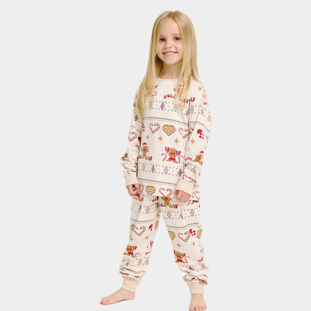 Pijama de Navidad para Familia Gingercookies Beige Niña
