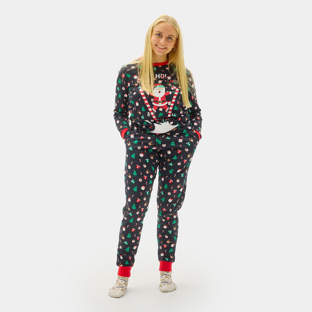 Pijama de Navidad hombre y niños con Papá Noel Esquiador