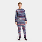 Pijama de Navidad para Hombre con Papá Noel, Árboles y Corazones