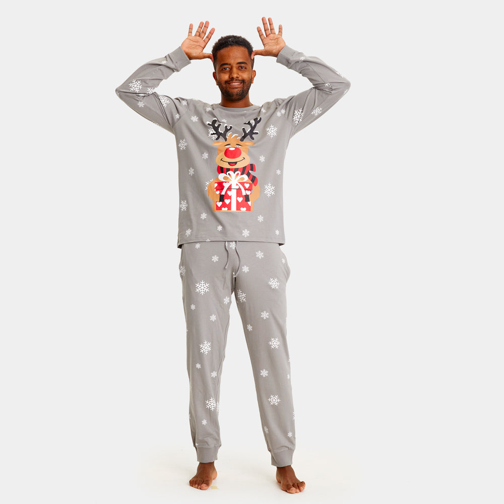 Pijama de Navidad Hombre Gris Reno Rodolfo