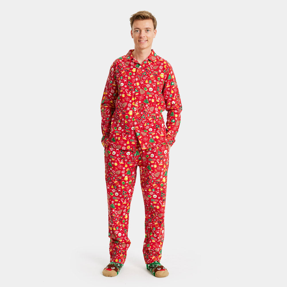 Pijama de Navidad para Hombre Rojo con Motivos Navideños