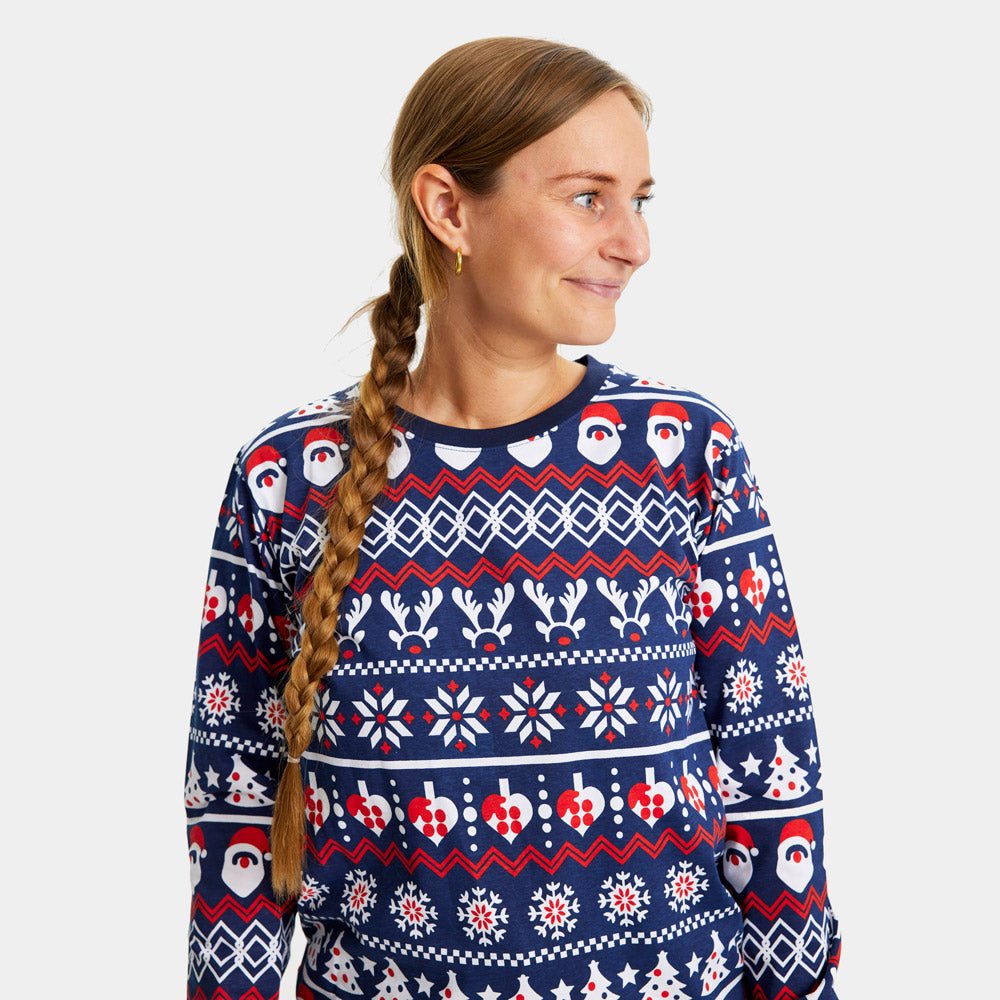 Pijama de Navidad Mujer Papá Noel, Árboles y Corazones