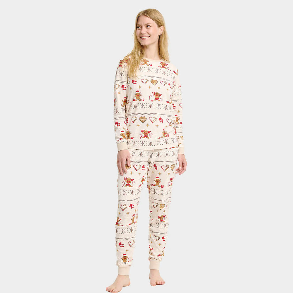 Pijama de Navidad para Mujer Unisex Gingercookies Beige
