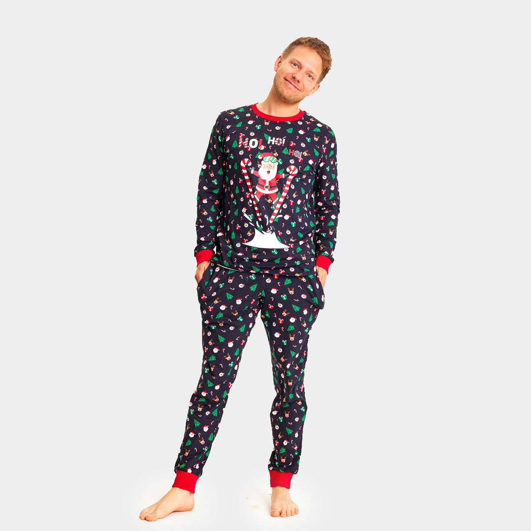 Pijama de Navidad Adultos Unisex con Papá Noel Esquiador