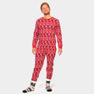 Pijama de Navidad Adultos Unisex Rojo con Renos y Árboles Hombre