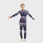 Pijama de Navidad Niños Familia Azul con Muñecos de Nieve y Corazones