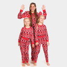 Pijama de Navidad para Niños Rojo con Renos y Árboles Mujer