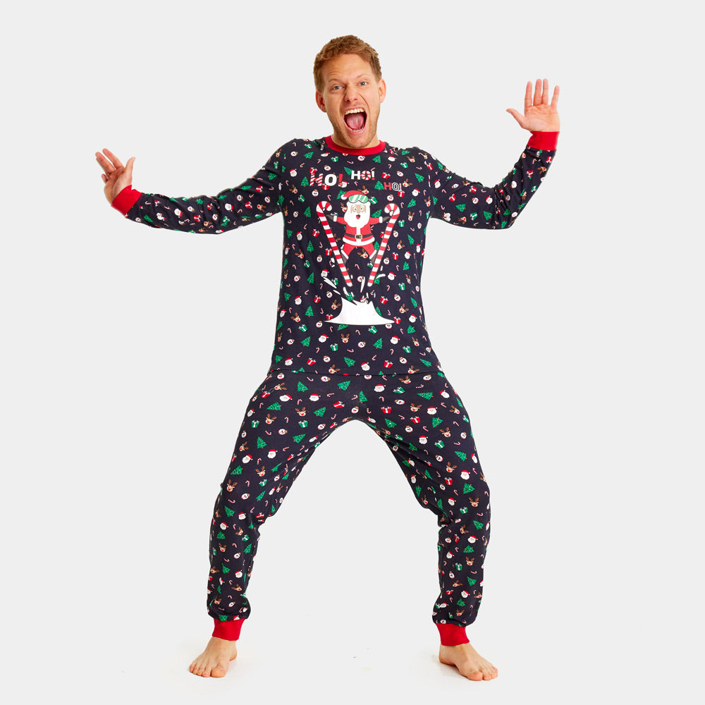 Pijama de Navidad hombre con Papá Noel Esquiador 