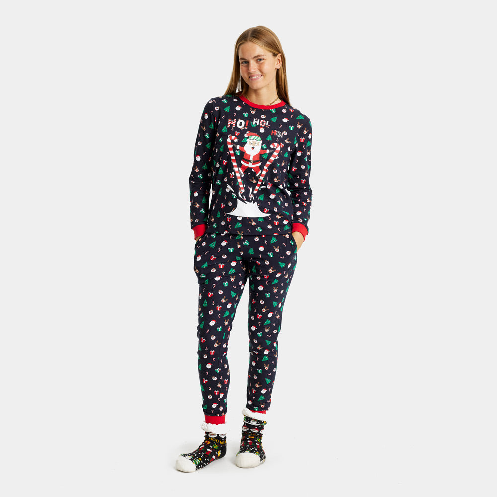 Pijama de Navidad Mujer con Papá Noel Esquiador 